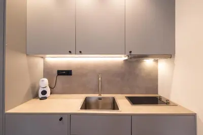 a kitchen with a sink and a counter top at Rice Museum Apartments in Valencia