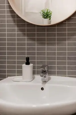 a bathroom sink with a roll of toilet paper on it at Apartamentos FV Flats Valencia - Mestalla 5 in Valencia