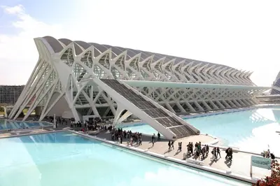 a group of people walking in front of a building at Great apartment in Sciences City in Valencia