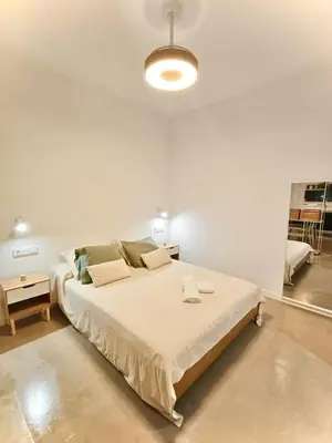 a bedroom with a large bed in a room at New loft near the beach and downtown in Valencia