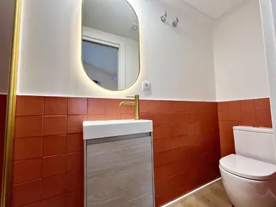 a bathroom with a sink and a mirror at Loft en el Centro De Valencia Botánico 3 in Valencia