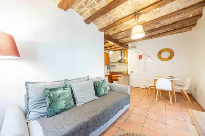 a living room with a couch and a table at Valencia Flat Rental 1 bedroom apartment historical center in Valencia