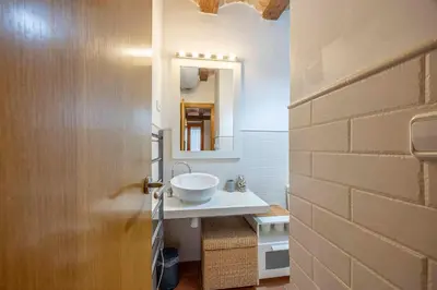 a bathroom with a sink and a mirror at Valencia Flat Rental 1 bedroom apartment historical center in Valencia