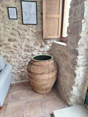 a living room with two couches and a table at Casa Trilles in Azuébar