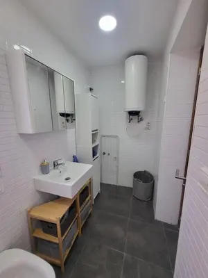 a bathroom with a sink and a toilet at Precioso apartamento en casa histórica en la playa in Valencia