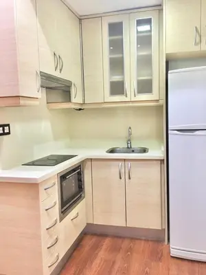 a kitchen with a sink and a white refrigerator at Historic city center in Valencia