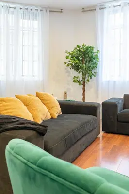 a living room with a couch and a tree at Travel Habitat Teatro Principal in Valencia