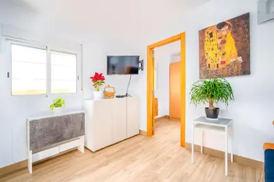 a living room with a tv on a wall at Ático de Lujo Plaza Ayuntamiento in Valencia