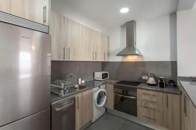 a kitchen with a washer and a sink and a dishwasher at Apartment City of Arts and Sciences 1 in Valencia