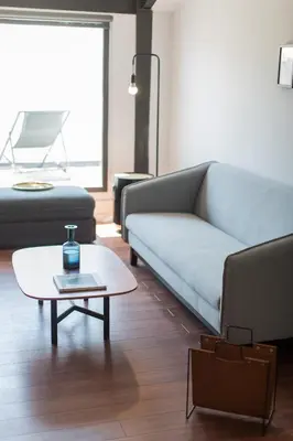a living room with a couch and a coffee table at Bubusuites in Valencia