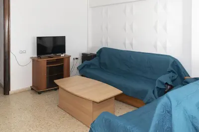 a living room with a couch and a tv at Lider, 5-C in Cullera