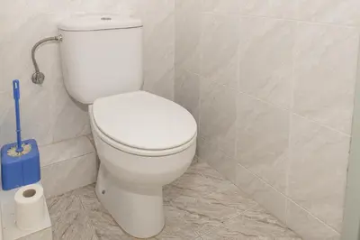 a white toilet in a bathroom with a roll of toilet paper at Santa Marta, I-A 7º-19 in Cullera