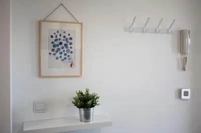 a plant on a white wall with a picture at SingularStays Puzol Beach VI in Puzol