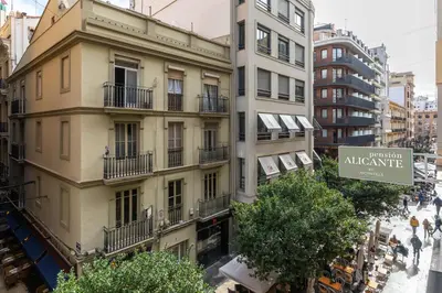 an overhead view of a building in a city at Pensión Alicante by Moontels in Valencia