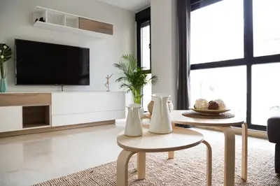 a table and chairs sitting on a patio at New Aloha Apartment Center with terrace Valencia in Valencia
