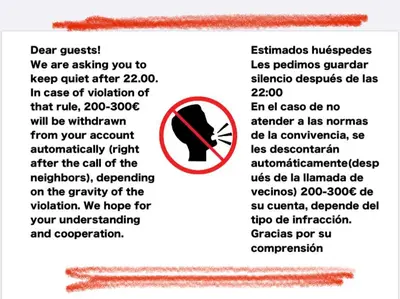 a poster with a sign that says keep quiet after at Plaza Sainetero in Valencia