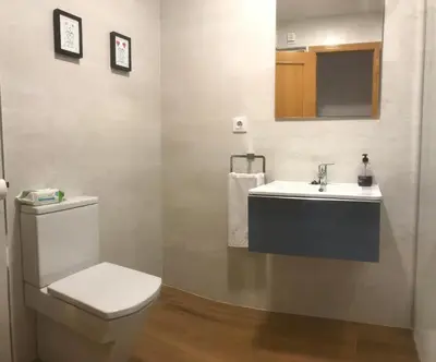 a bathroom with a toilet and a sink at Apartamento Ciencias y Playa in Valencia