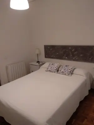 a bedroom with a white bed with two pillows on it at KM0 CENTRO CIUDAD in Valencia