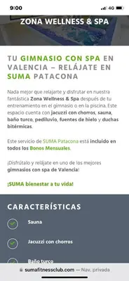 a screenshot of the zona wellness and spa website at Avenida Mare Nostrum 7 Patacona Beach Breakfast items in the home in Valencia