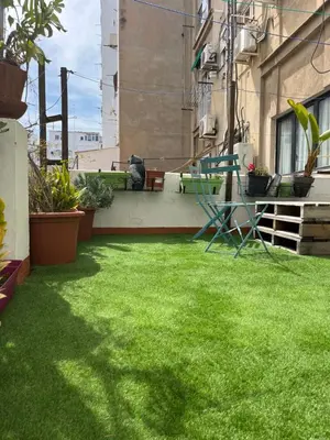 a yard with green grass on the side of a building at Apartamento Ruzafa Centro II in Valencia