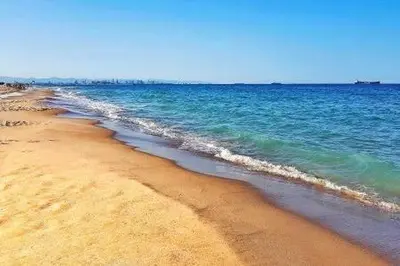a sandy beach with the ocean on a sunny day at Your home at Valencia, Cabañal in Valencia