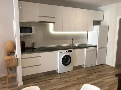 a kitchen with a washing machine and a washer at Botanic in Valencia