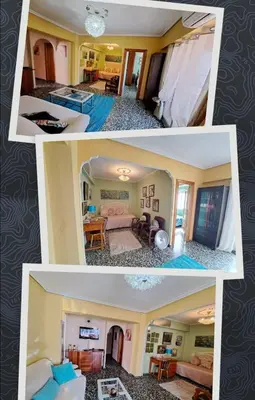 two pictures of a bedroom and a living room at Full equipped and comfortable apartment with WiFi in Valencia