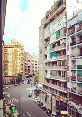 a view of a city with buildings and a street at Hexagonal Design Apartment in Valencia