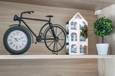 a bike sitting on a shelf next to a house at Versus Apartment City Center in Valencia