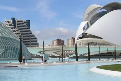 a view of the opera house and buildings in a city at Lovely Modern Flat Valencia center in Valencia