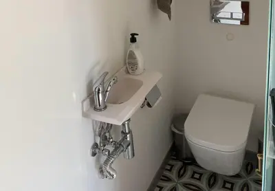 a bathroom with a sink and a toilet at Finca Reloj in Valencia