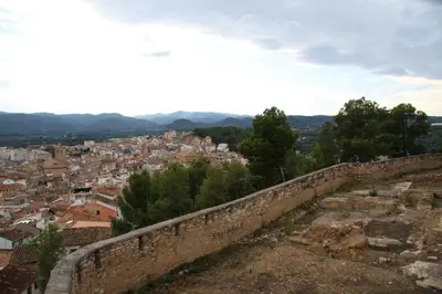 a view of a city from atop a wall at Casa de Pueblo El Patio de las Cebollas in Segorbe