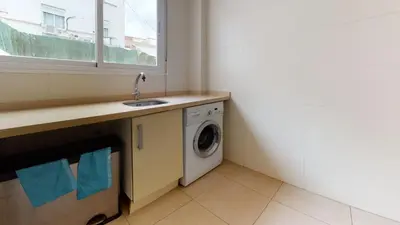 a laundry room with a sink and a washing machine at Apartamentos Port in Valencia