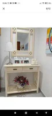 a white table with a lamp and a mirror at Comoda y moderna HABITACION DOBLE in Valencia