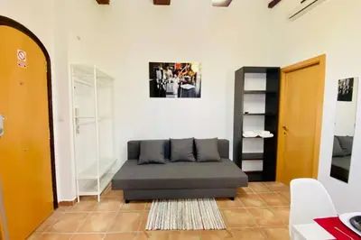 a living room with a couch in a room at Acogedor loft en centro histórico in Valencia