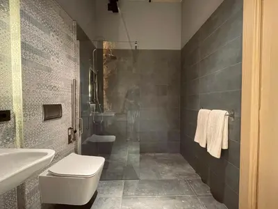 a bathroom with a toilet and a sink and a shower at Casa Rural La Cabrentà in Estubeny