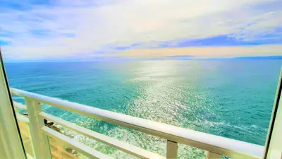 an ocean view from the balcony of a cruise ship at Fantastico apartamento Faro de cullera a primera linea mar abierto playa de los olivos in Faro de Cullera