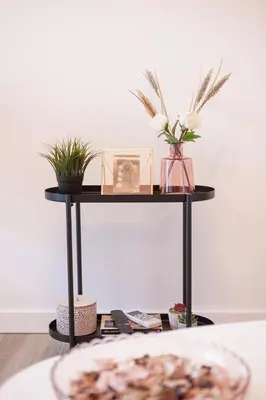 a black console table with plants on it at NC - Design Loft Steps from City of Arts & Sciences in Valencia