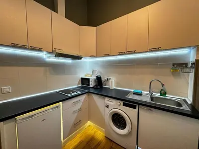 a kitchen with a sink and a washing machine at Lliri 32 in Valencia