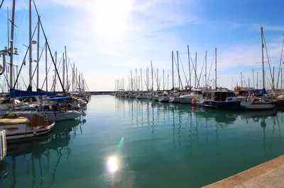 a bunch of boats docked in a marina at Global Vacacional, apartamento cerca del mar en Canet in Canet de Berenguer