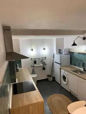 a kitchen with a sink and a washer and dryer at Alex- DUPLEX APARTMENT- City in Valencia