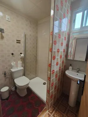 a bathroom with a toilet and a shower and a sink at Pensión Benavente AP-7 3min coche Playa 5 min Self check-in 24h in Moncófar