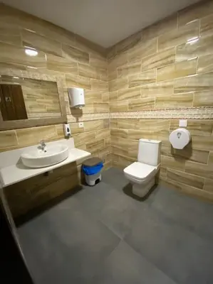 a bathroom with a toilet and a sink at LA CASONA in Siete Aguas
